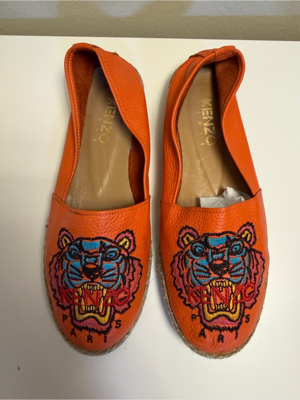 Kenzo Orange Leather Slip-On Ballet Flat